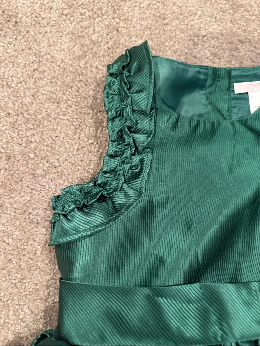 Janie and Jack Girls 3 Emerald Green Holiday Party Dress Bow Christmas